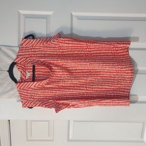 Vintage CAbi 294 Madeline Cap Sleeve Blouse Red/Orange White Size Medium